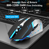 Mysz do gier akumulator 2.4GWireless mysz Bluetooth wyciszenie mysz ergonomiczna do komputera Laptop podświetlany diodami LED myszy dla IOS Android 2